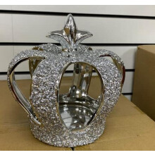 Silver Sparkle Ornament Bling Crushed Diamond 3D Crown 18Cm