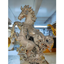 Silver Chrome Crushed Diamond Horse Crystal Ornament