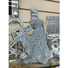 Stunning Crushed Crystal Gypsy Bride Silver Ornament