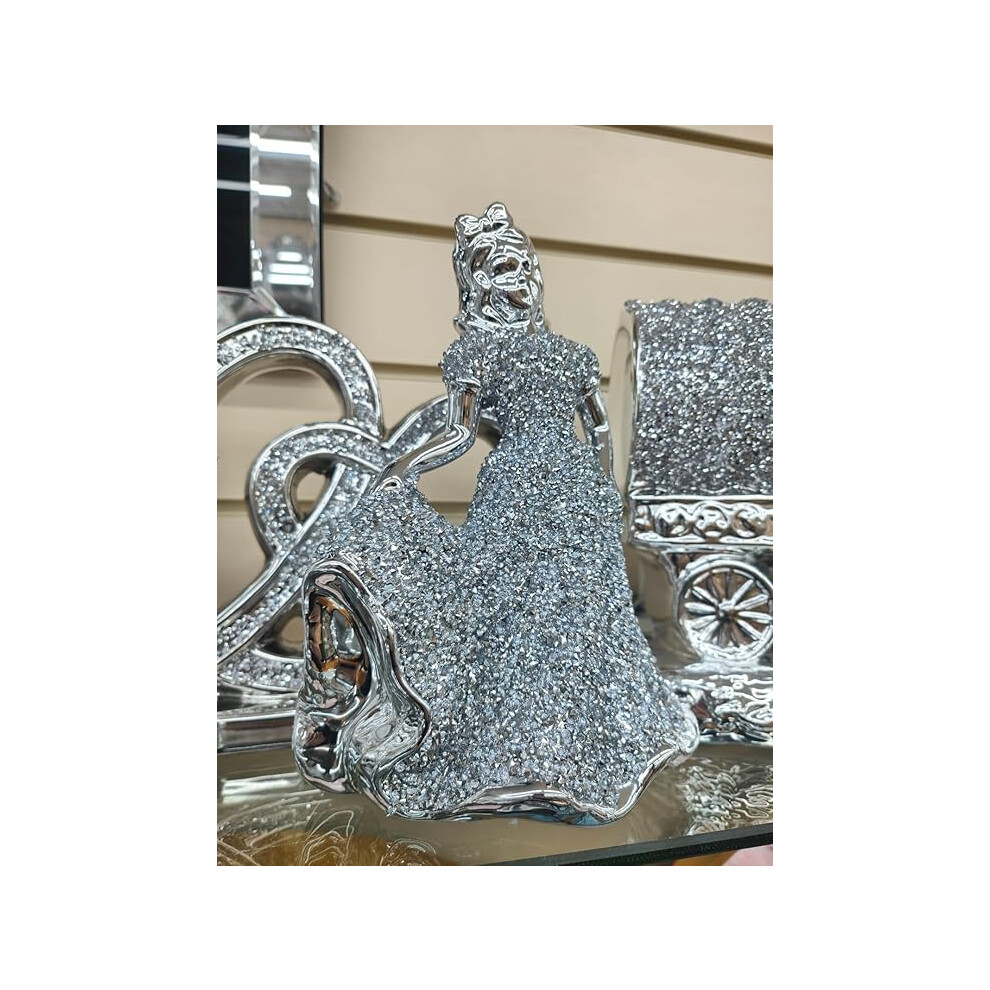 Biznest Stunning Crushed Crystal Gypsy Bride Ornament Silver