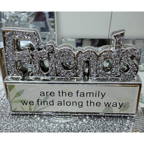 Silver Petals Crushed Diamond Friends Crystal Ornament