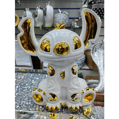 Bling Crushed Diamond White Gold Stitch Ceramic 15x25Cm