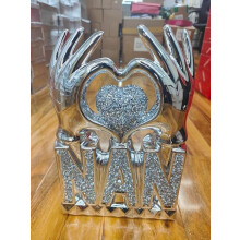Nan Heart Hand Silver Crushed Crystal Ornament 30x20x10cm