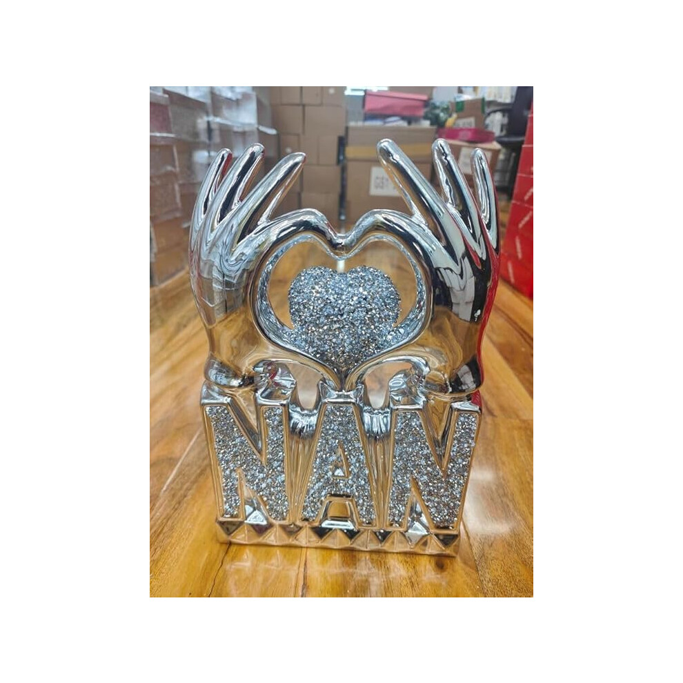 Biznest Nan Heart Hand Crushed Crystal Ornament 30X20x10cm Silver
