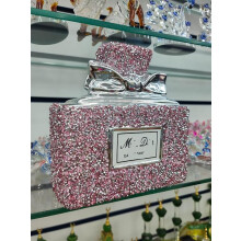 Crushed Diamond Sparkly Perfume Bottle Ornament Pink 8x15cm
