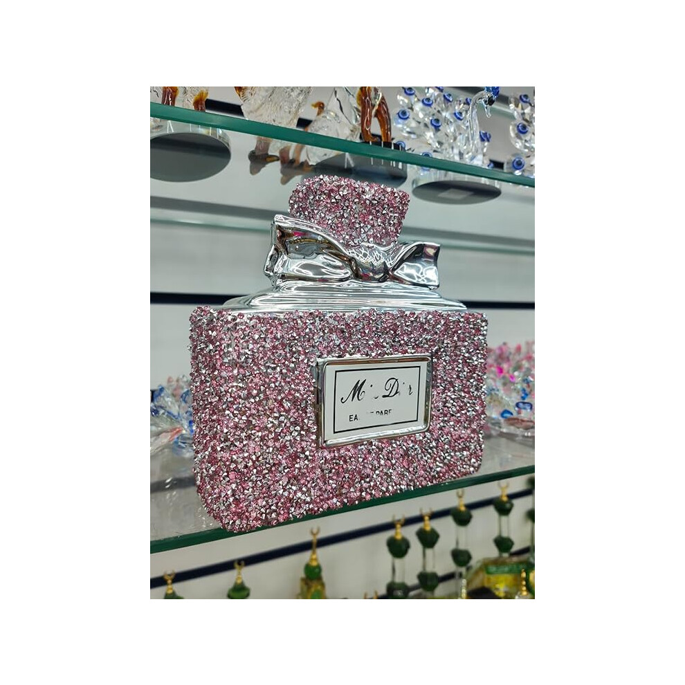 Biznest Crushed Diamond Sparkly Perfume Bottle Ornament 8X15cm Pink