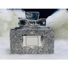 Crushed Diamond Sparkly Perfume Bottle Ornament Silver 8x15Cm
