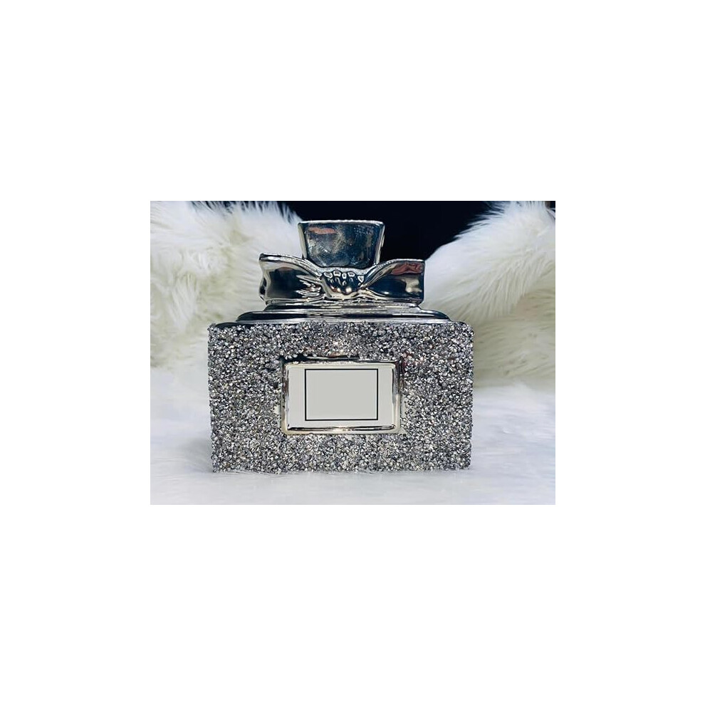 Biznest Crushed Diamond Sparkly Perfume Bottle Ornament 8X15cm Silver
