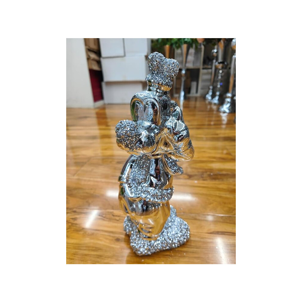 Crushed Crowned Silver Buffy Shelf Sitter Bling Ornament 30cm-image-OPC-PHXC7GS-NEW