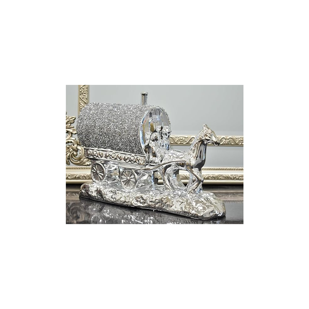 Biznest Silver Horse Round Wagon Gypsy Carriage Ornament