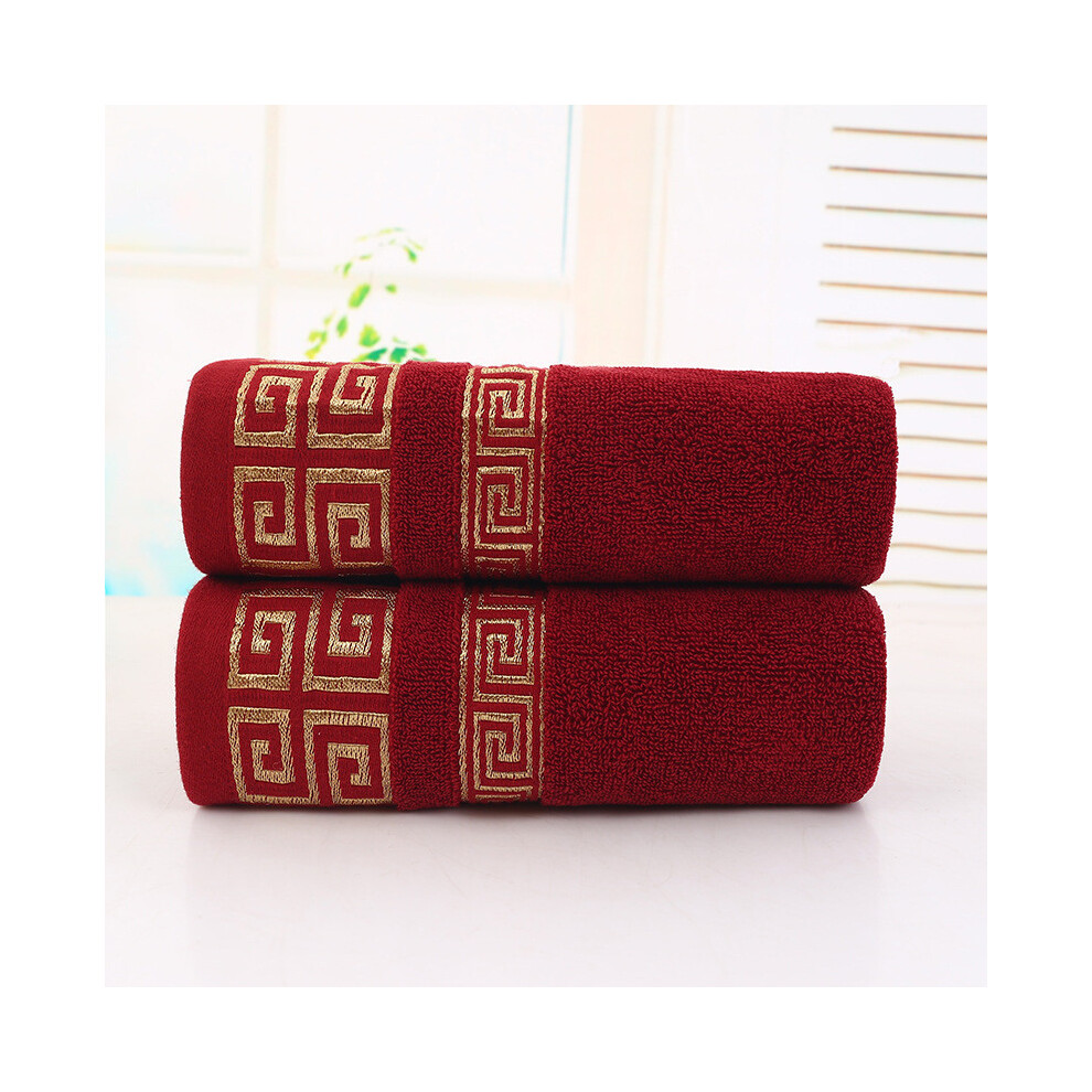 (Red, 70*140cm) Embroidered Cotton Bath Towel Washcloth Solid Color Extra Thick Men Daily Women-image-OPC-PHXC7H8-NEW