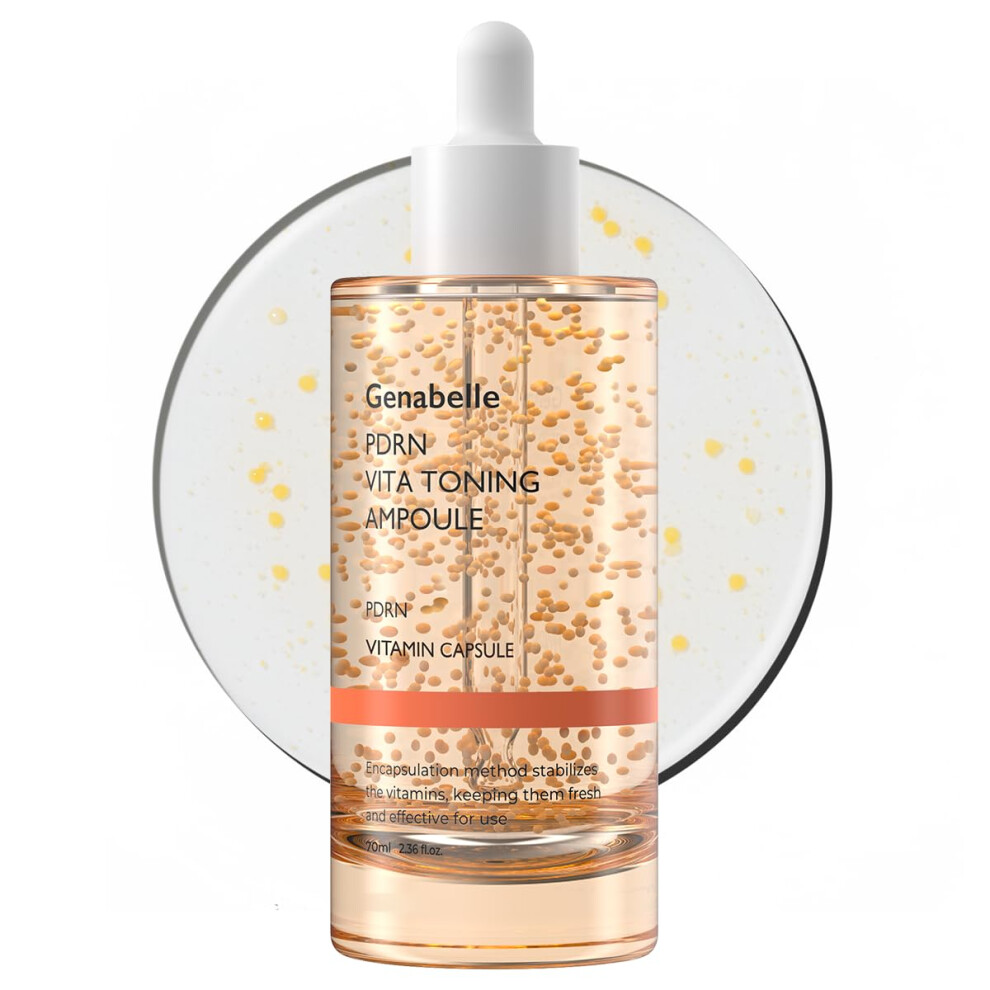 Genabelle Pdrn Vita Toning Ampoule Jumbo Size - Lightweight Glass Skin & Toning Ampoule With Vitamin B C E Pdrn Serum For Blemishes Fine Lines And Rough Sk