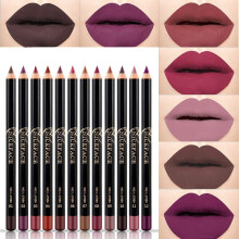 MAEPEOR Matte Lip Liner 12 PCS Nude Brown Series Highly Pigmented and Smoothly Velvet Lipliner Pencil Set Long Lasting and Waterproof Durable Lip Line