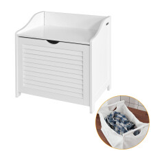 SoBuy FSR40-W White Bathroom Storage Cabinet & Laundry Bin
