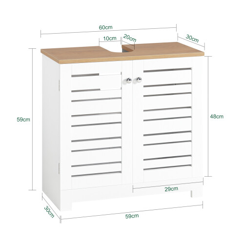 SoBuy Ντουλάπι Μπάνιου BZR40-W Λευκό 60x30x59εκ 2