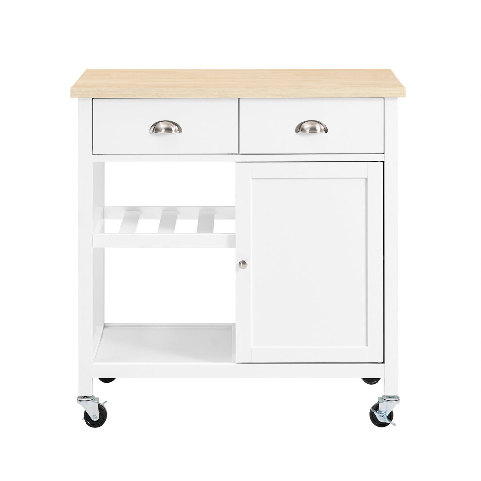 SoBuy Pantry Cabinet with Wheels White 87x48x89cm