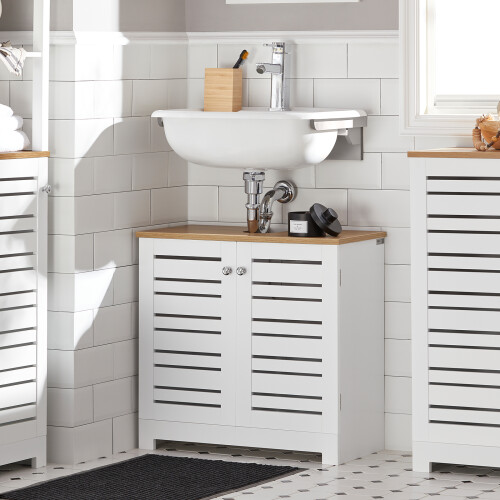 SoBuy Ντουλάπι Μπάνιου BZR40-W Λευκό 60x30x59εκ 1