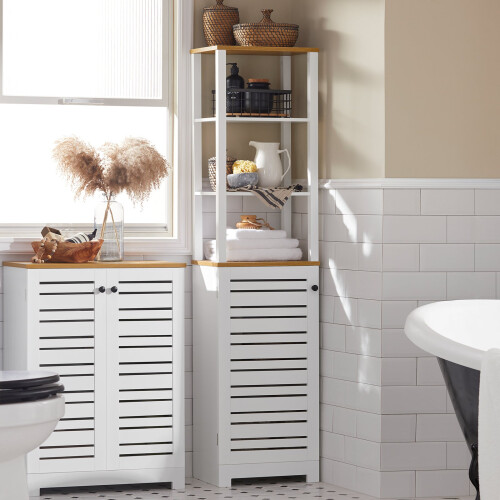 SoBuy Ψηλό Ντουλάπι Μπάνιου BZR43-W Λευκό 40x30x160cm 1