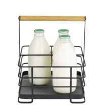 Lakeland Black Mesh Metal Milk Bottle Holder ? Holds 4 Standard Pint Bottles Rust-Resistant