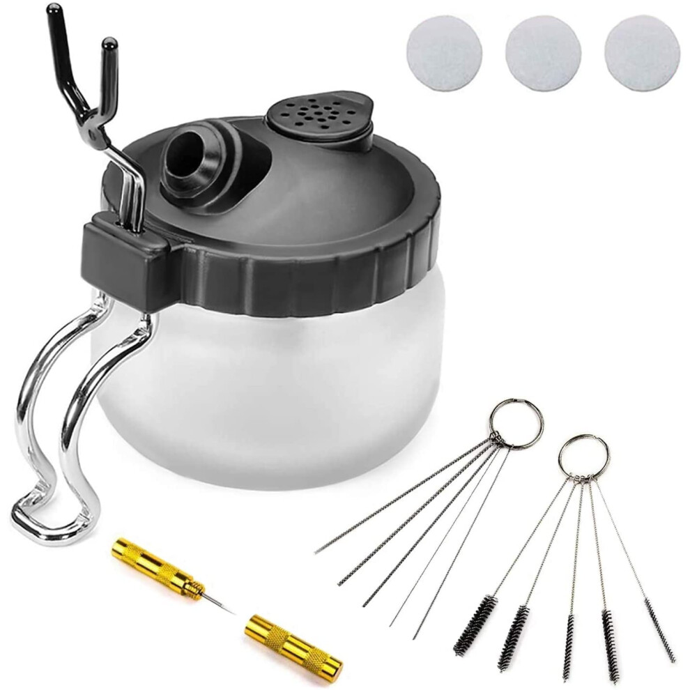 Airbrush Cleaning Kit Apstour Airbrush Clean Pot Glass Cleaning Jar With Holder 5Pc Cleaning Needles/5Pc Cleaning Brushes/1 Wash Needle/3 Extra 8000000281074