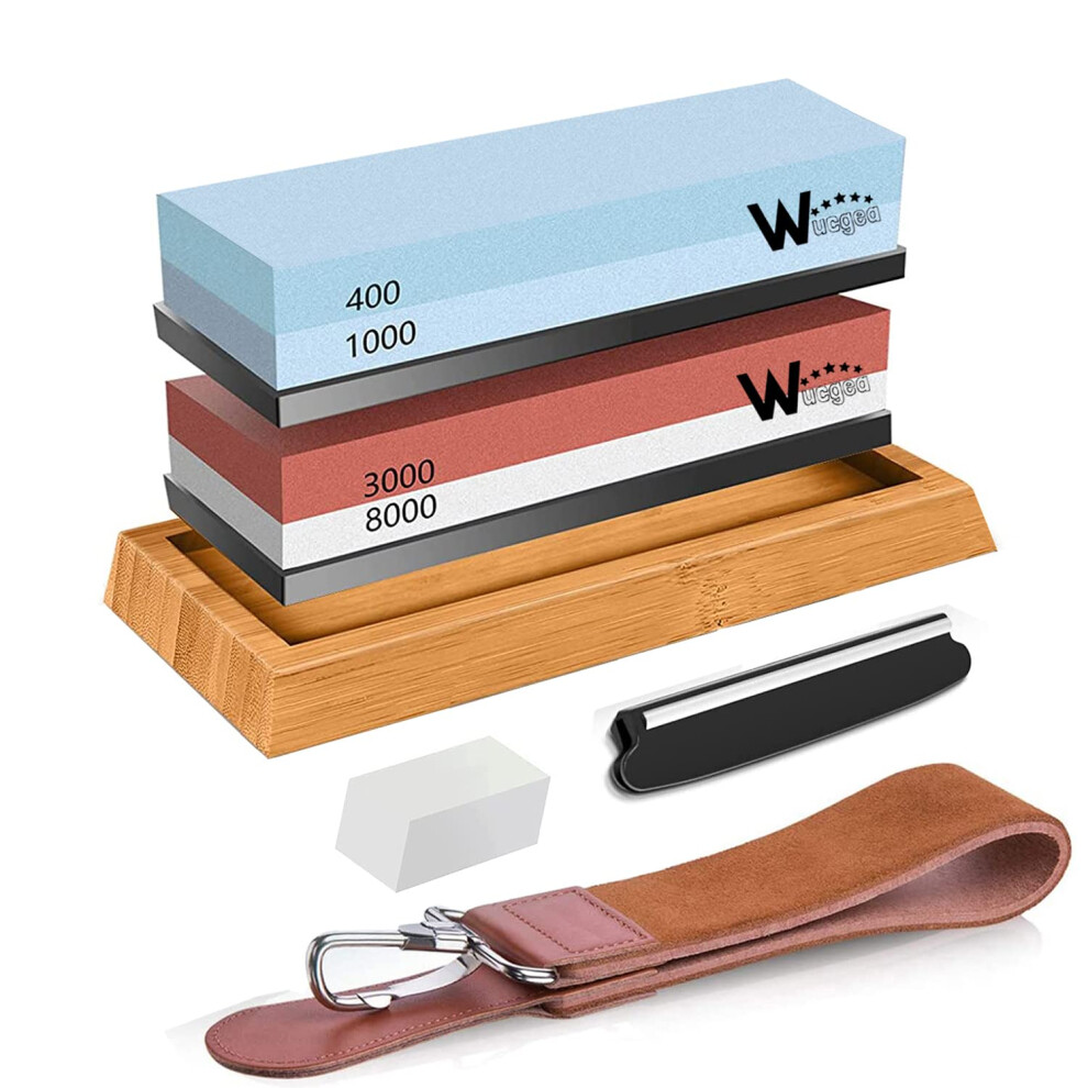 Photos - Other Hand Tools Knife Sharpening Stone Kit - 400/1000 3000/8000 Grit Japanese Whetstone Sharpener Set with Non-Slip Rubber Base Angle Guide