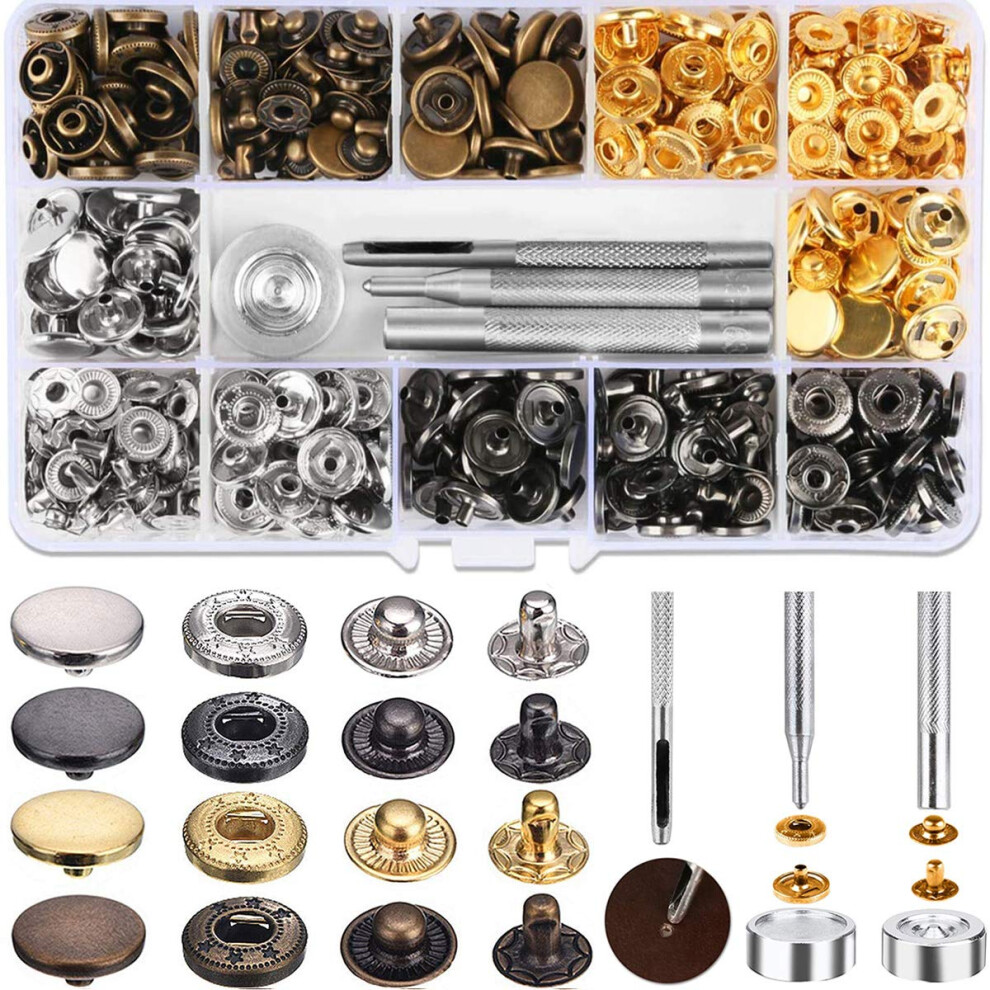120Pcs Snap Fasteners Copper Bronze Snap Fasteners For Purse Leather Wallet Craft Jacket (12.5Mm) 8000000281678