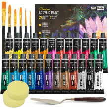 Acrylic paint set 24 x 22ml Perfect for Canvas, Wood, Ceramic, Rock, Fabric & Crafts. Non-Toxic, Quick Dry & Vibrant Colours. Rich Pigments, Lasting