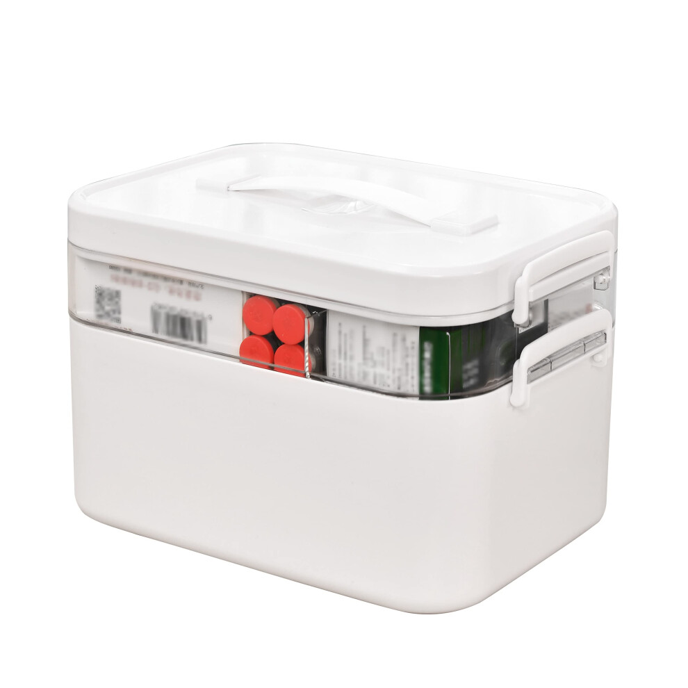Liangduo Medicine Storage Box, Fold 2-Layer First Aid Box,Portable Medical Organiser With Mini 3 Compartment,Household Medication Storage Boxes For
