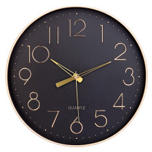 Topkey Black Wall Clock 12" Silent Non Ticking Arabic Numeral Clock Round Decorative Wall Clock for Living Room, Bedroom, Kitchen (Battery Not