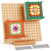 Crochet Blocking Board and Pins, Aeelike Granny Square Blocking Board for Crochet, Handcrafted Wooden Blocking Board with Metal Pins for Crochet &