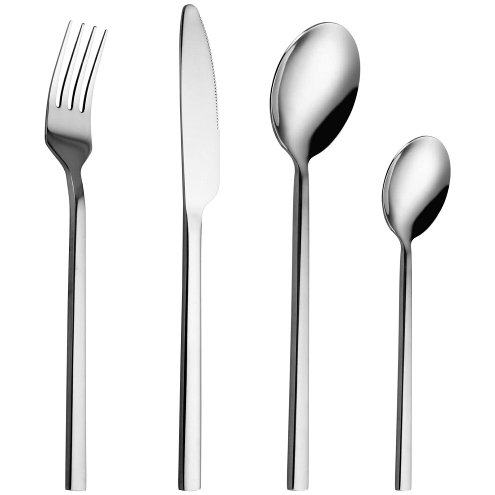 Jialongda Cutlery Set, 32 Piece Stainless Steel Flatware Set Including Knives Forks Spoons Teaspoons Cutlery Set For 8 People, Mirror Polish Finish, Dishwasher