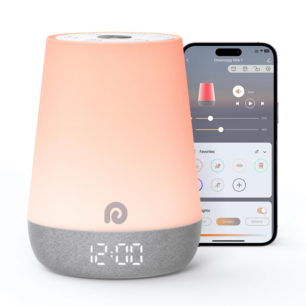 Sleep Trainer Clock For Kids - Noise Machine With 34 Soothing Sounds, Alarm Clock With Lights, Ok To Wake, Nap Timer, Noise App White Dreamegg