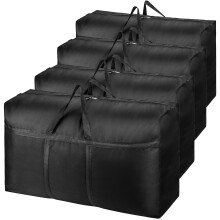 4 Pack 180L Extra Large Heavy Duty Storage Boxes with Lids for Moving House Big Clothes Storage Bags Boxes with Zipper Handles Strong 600D Oxford