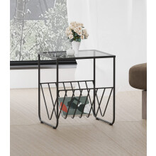 Hallowood Furniture Bourton Black Magazine Side Table with Glass Top