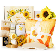Sunflower Pamper Gifts for Women,Birthday Gift Set Self Care Package Relaxation Spa Bath Box for Mother, Get Well Soon Gift Baskets for Her, Hamper