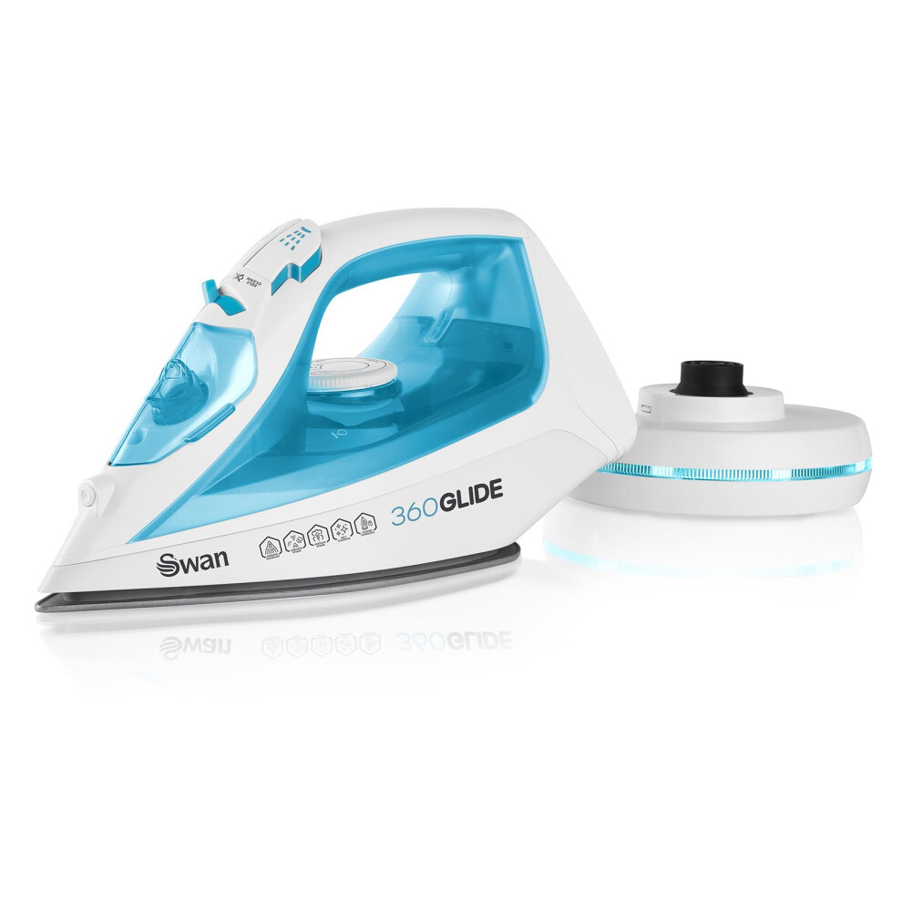 New Swan 2-In-1 Cord Or Cordless Steam Press Iron, Non-Stick Ceramic Soleplate, 2800W, Blue Si16410n