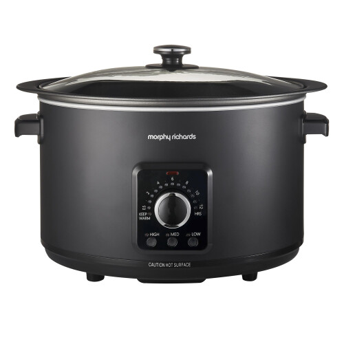 Morphy Richards Morphy Richards 6.5L Easy Time Slow Cooker, Automatic Heat Settings, Keep Warm Mode, Hob Proof, Countdown Indicator, Dishwasher Safe Pot, Matte Black,