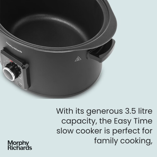 Morphy Richards Morphy Richards 6.5L Easy Time Slow Cooker, Automatic Heat Settings, Keep Warm Mode, Hob Proof, Countdown Indicator, Dishwasher Safe Pot, Matte Black, 2