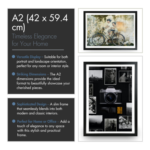 A2 Black Picture Frame ? 59.4 x 42 cm Wall-Mounted Poster Frame for Prints, Artwork & Certificates 1