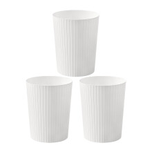 Cetomo 7.2L*3 Plastic Waste Paper Bin, Trash Can, Small Bins, Bedroom Bin, Round Waste Basket with Solid Stripe for Kitchen Rooms, Nesting, Matte,