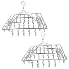 JNBGTU 2Pcs Sock & Underwear Dryer Hanger - Each with 40 Pegs, Metal Sock Peg Hanger for Washing Line, Indoor & Outdoor Clothes Drying Rack, Windproof