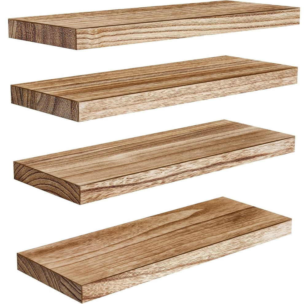 Pipishell Floating Shelves, 40Cm Shelves For Wall, Paulownia Wood Wall Shelves, Wooden Shelves Set Of 4 For Bathroom, Bedroom, Office, Living Room, 8000000283863
