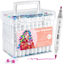 Ohuhu 60 Colours Water-Based Markers: Paper-Friendly Colouring Pens, Dual Tips Brush Pens for Adults Colouring Books, Art Markers for Adults Beginner,