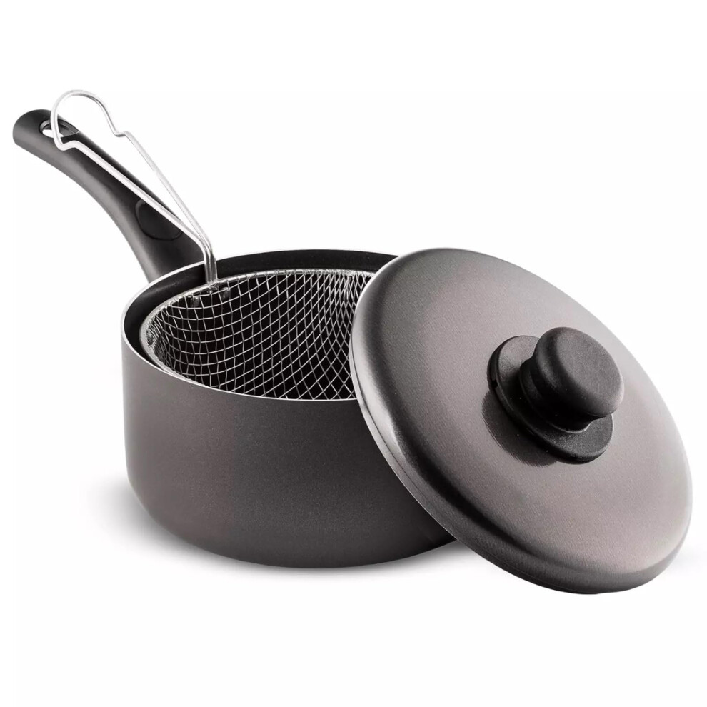 Grace Kitchen Cookware ? Non Stick Chip Pans With Basket And Lid Aluminium Deep Fryer Saucepan (22Cm)
