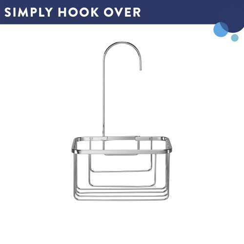 Croydex Croydex QM260441 Chrome Shower Riser Rail Hook Over Caddy Basket, 5 Year Rust Free Guarantee, Silver 2
