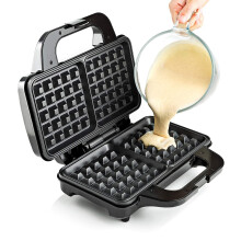 GLOBAL GOURMET Square Waffle Maker Iron Machine 1000W I Electric I Non-Stick Coating Mould I Deep Cooking Plates I Recipes Included via Email