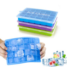 Ice Cube Trays 3 Pack, Morfone Silicone Ice Molds with Removable Lid Easy-Release Flexible Ice Cube Tray 24 Cubes per Tray for Cocktail, Whiskey, Baby