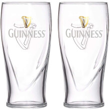 Guinness Official Merchandise Embossed Pint Beer Glass (Set of 2)