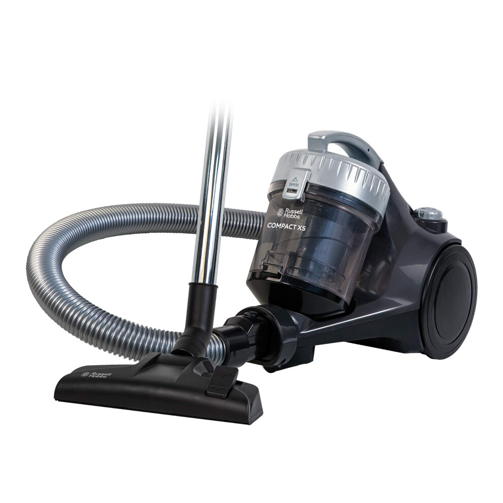 Photos - Vacuum Cleaner Russell Hobbs Cylinder  COMPACT XS 1.5 Litre Grey & Silver with 3 in 1 Multi-Tool, Triple Filtration 700W Ultr 