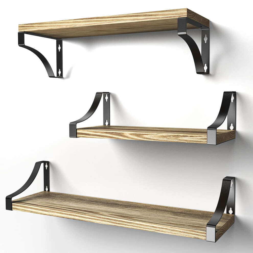Pipishell Floating Shelves Wall Mounted Shelf, Paulownia Wood Wall Shelves, Wooden Shelves Set Of 3 For Bedroom, Bathroom, Living Room, Kitchen, Home 8000000307309